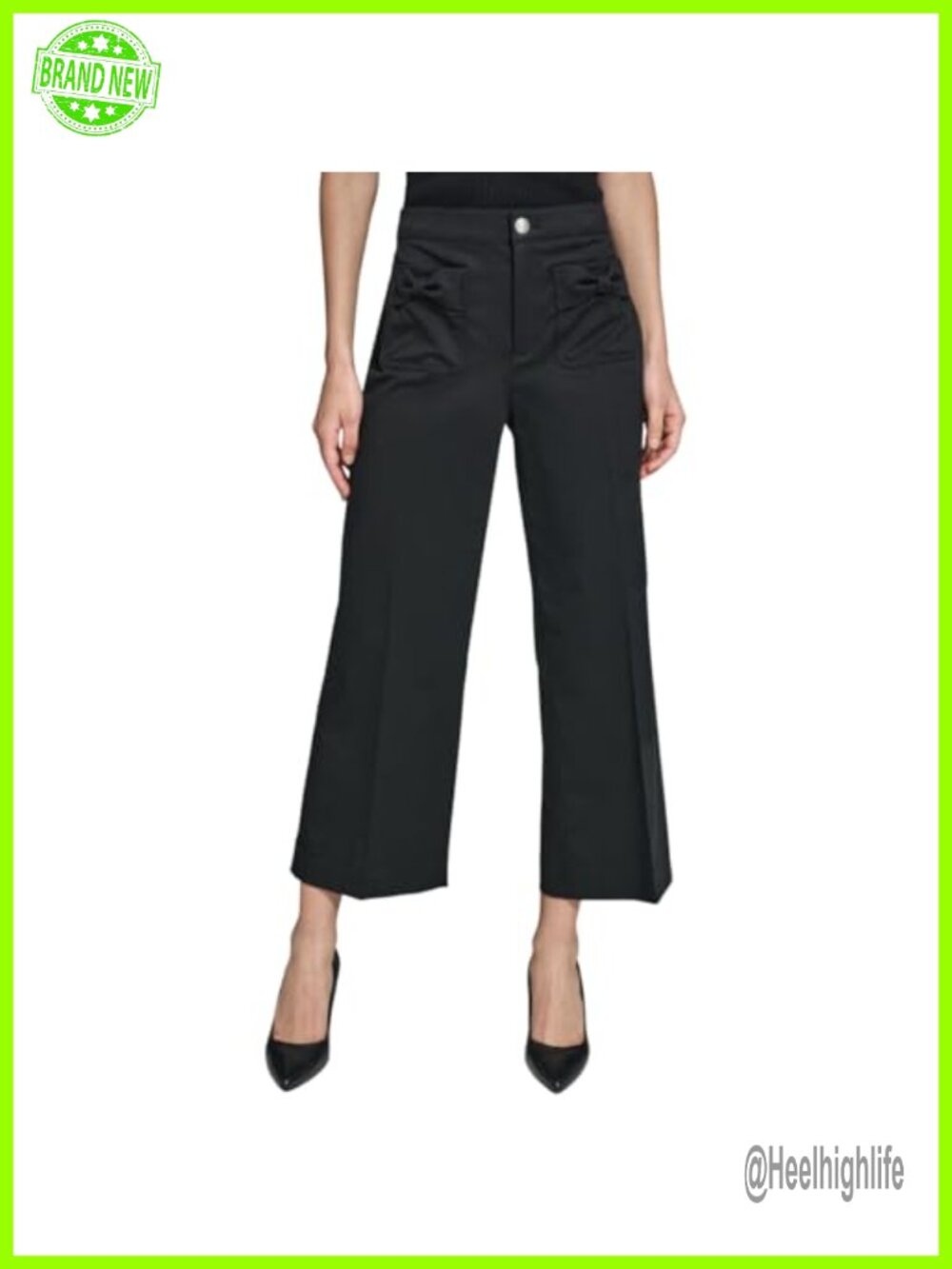 Dainty Bow Pocket Pant Relaxed Fit Ankle Career Office Pants